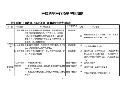 医技科室质量评价体系与考核标准