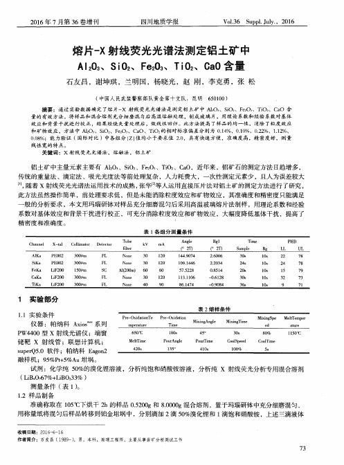 熔片-X射线荧光光谱法测定铝土矿中Al2O3、SiO2、Fe2O3、TiO2、CaO含量