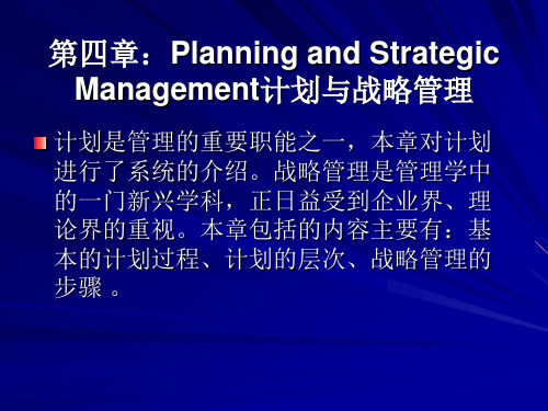 第四章planning and strategic management计划和战略管理-PPT课件