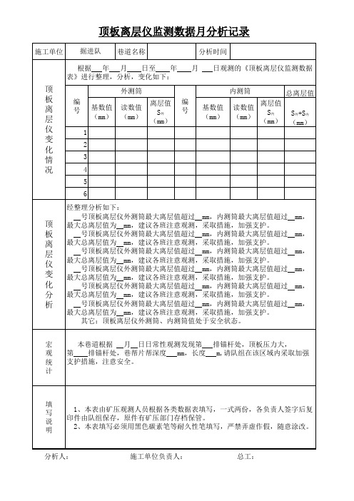 顶板离层仪监测数据分析