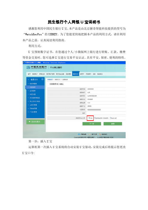 民生银行个人网银U宝说明书