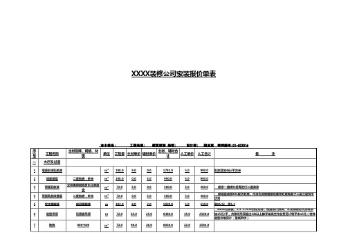 Excel表格模板：最全装修报价明细表(自动计算)