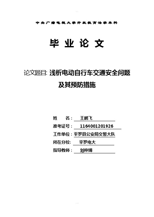 浅析电动自行车交通安全问题及其预防措施