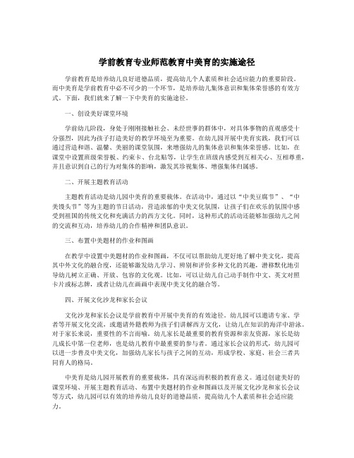 学前教育专业师范教育中美育的实施途径