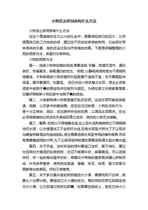 小狗怎么样饲养有什么方法