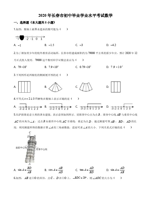 吉林省长春市2020年中考数学试题(解析版)