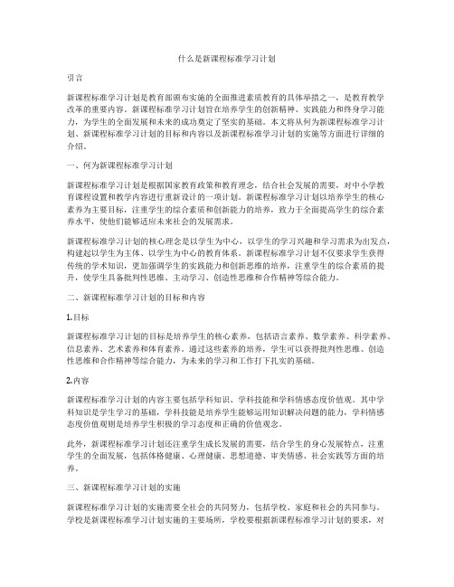 什么是新课程标准学习计划