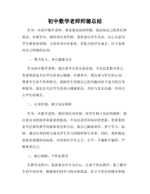 初中数学老师师德总结