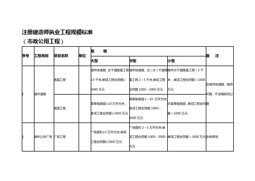 注册建造师执业工程规模标准