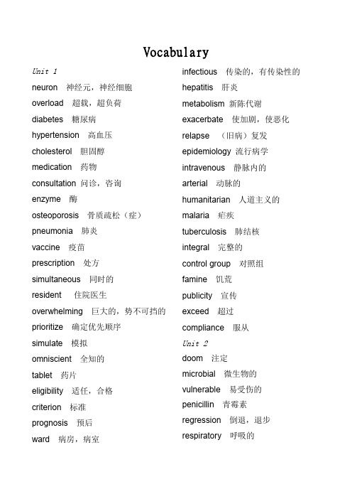 医学学术英语 主要词汇汇总 单词