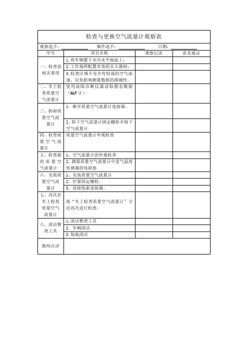 检查与更换空气流量计观察表