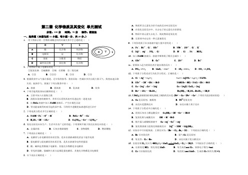 高一化学必修1 第二章 单元测试卷