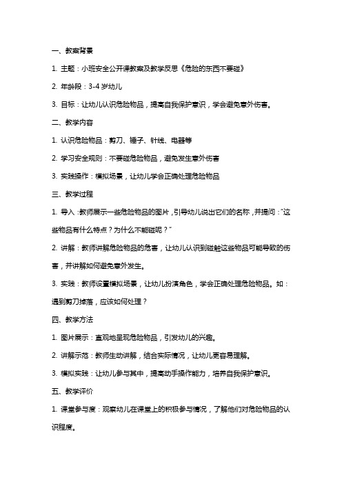 小班安全公开课教案及教学反思《危险的东西不要碰》