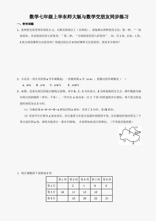 数学七年级上华东师大版与数学交朋友同步练习