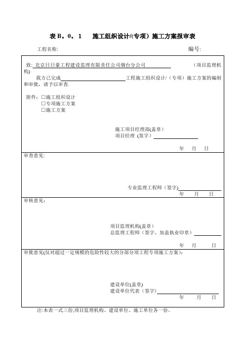 施工中常用A、B、C类表格