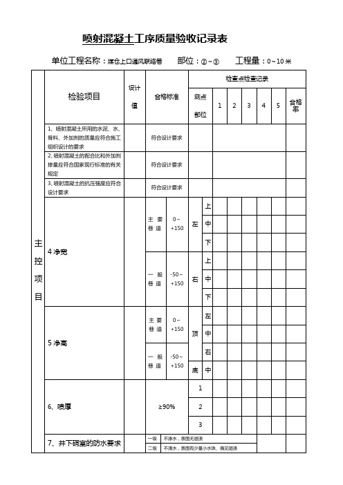 喷射混凝土工序质量验收记录表