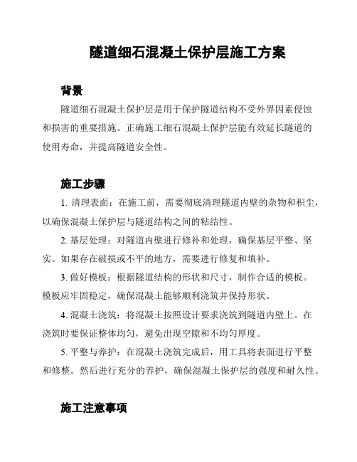 隧道细石混凝土保护层施工方案