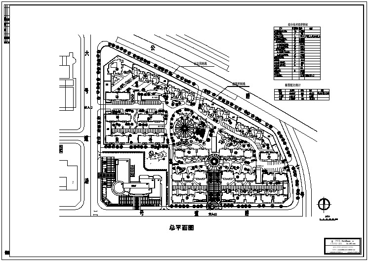 北方某地小区规划设计总平面布置图