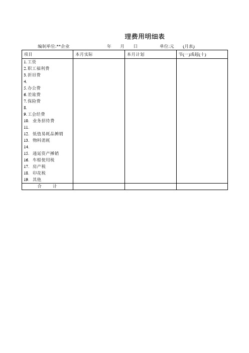 管理费用明细表(制度范本、doc格式)