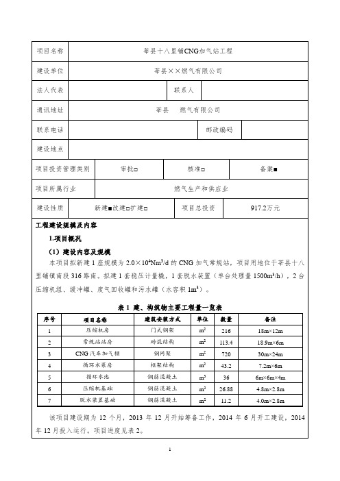 某某CNG加气站建设项目节能报告