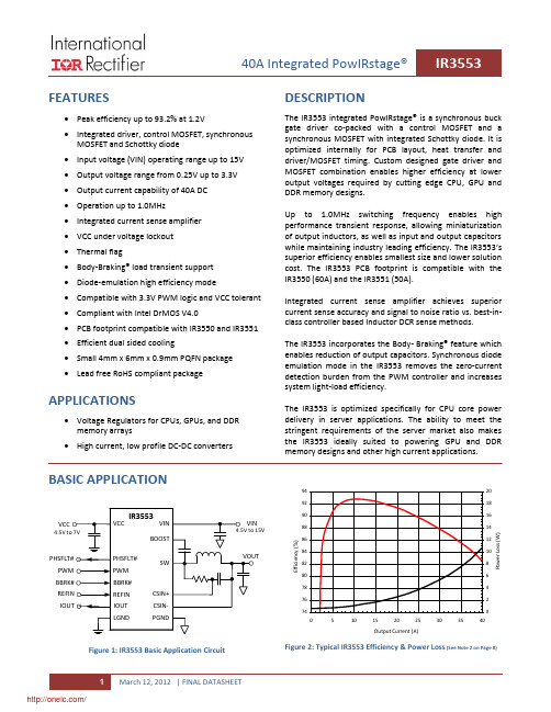 IR3553MTRPBF;中文规格书,Datasheet资料