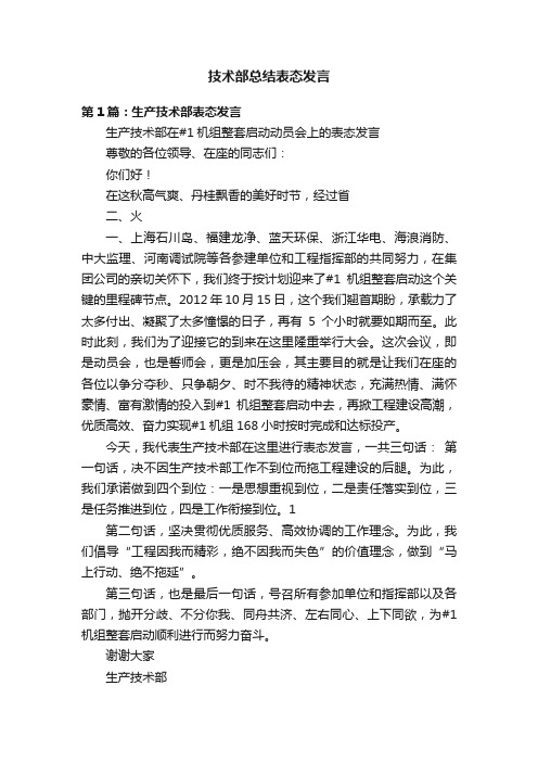 技术部总结表态发言