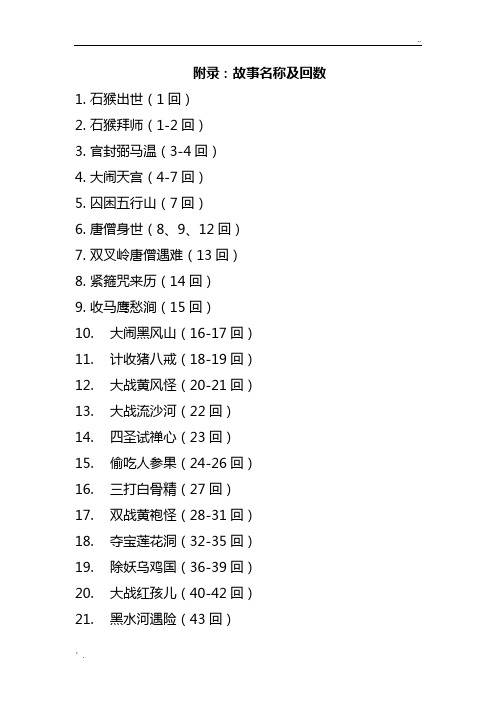 西游记原著故事名称及回目概括