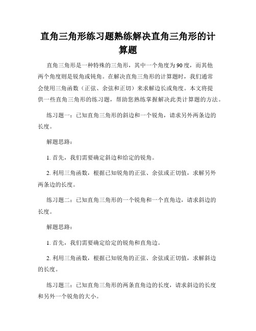 直角三角形练习题熟练解决直角三角形的计算题