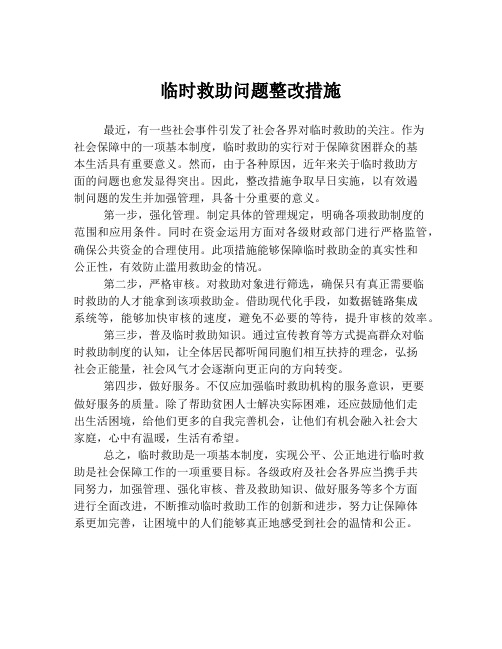 临时救助问题整改措施