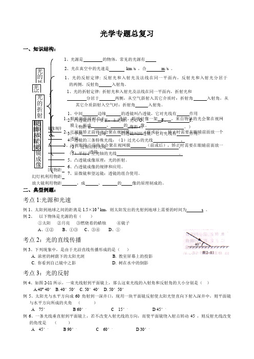 中考物理光学专题复习