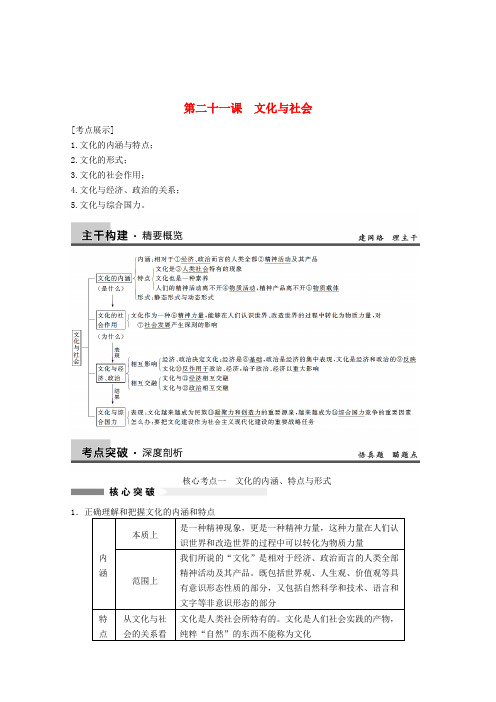 高考政治大一轮复习 第21课 文化与社会