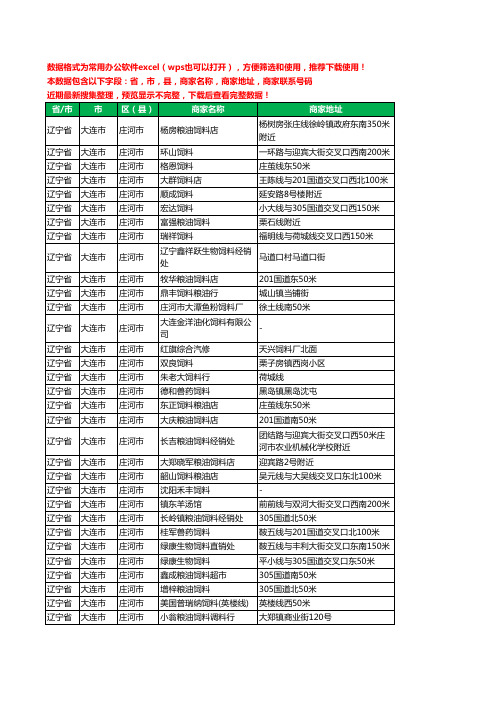 2020新版辽宁省大连市庄河市饲料工商企业公司商家名录名单黄页联系电话号码地址大全127家