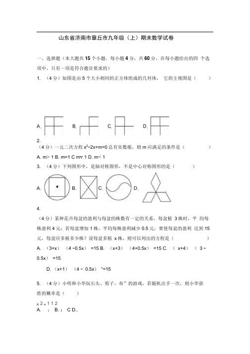 山东省济南市章丘市九年级(上)期末数学试卷