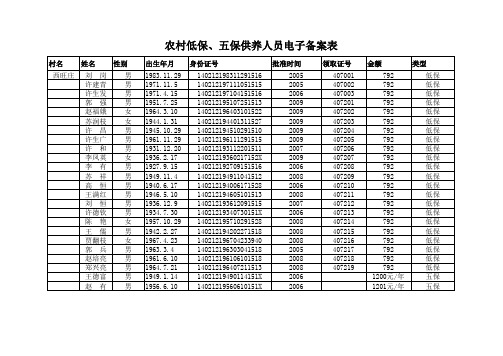 农村低保 五保供养人员电子备案表 version 1 xls