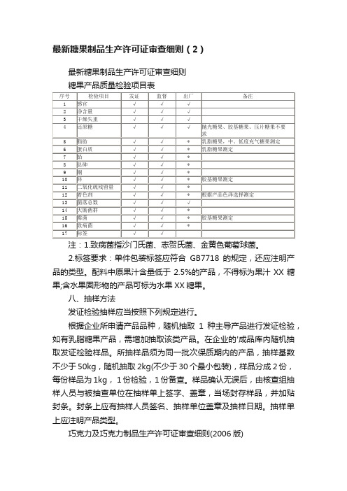 最新糖果制品生产许可证审查细则（2）