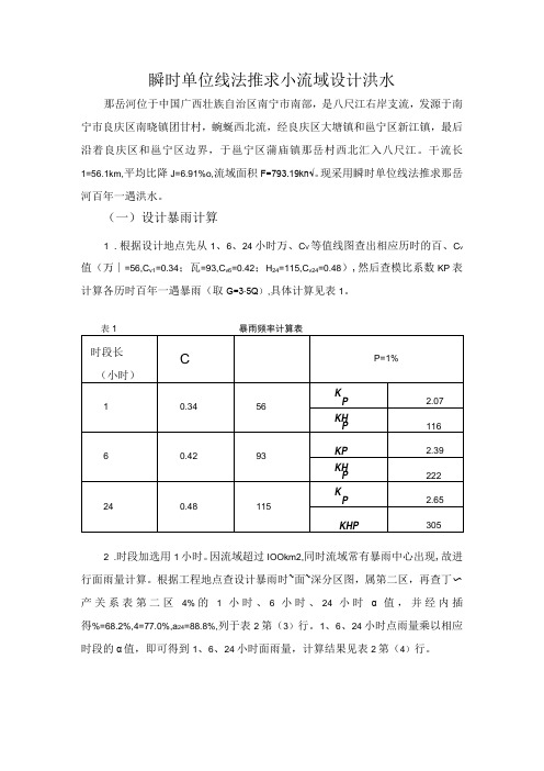 瞬时单位线推求流域设计洪水