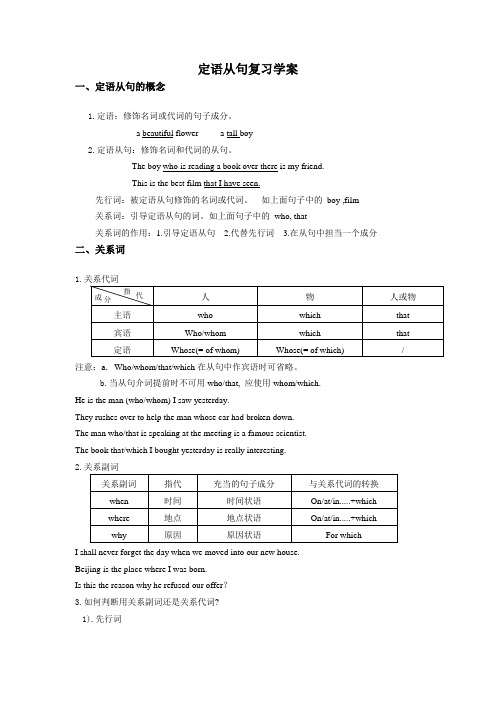 高考专题复习 定语从句导学案