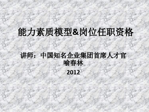 能力素质模型&岗位任职资格