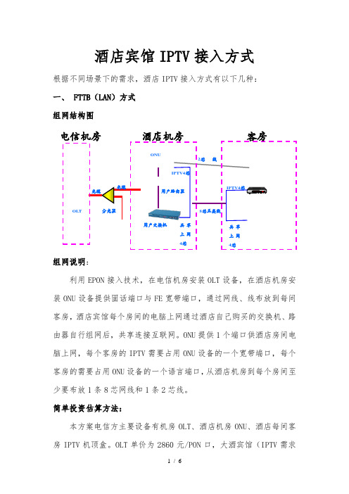 酒店宾馆IPTV接入方式