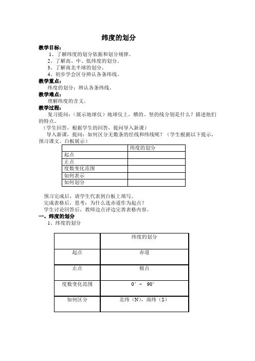 纬度的划分 优秀公开课教案