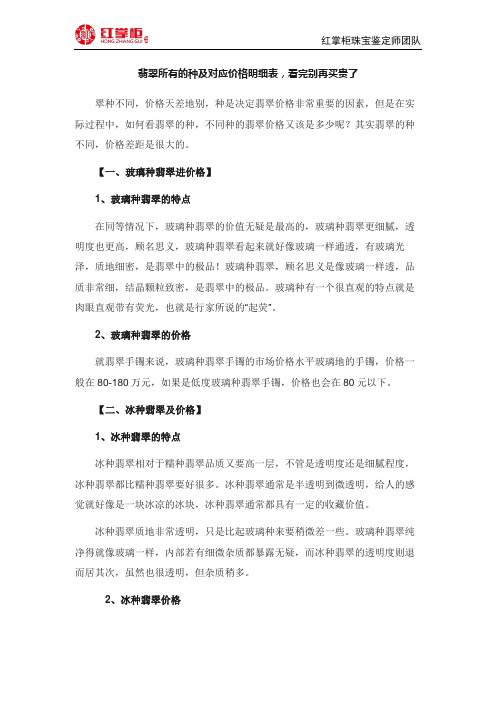 翡翠所有的种及对应价格明细表,看完别再买贵了