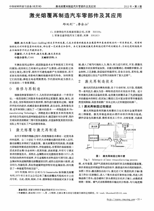 激光熔覆再制造汽车零部件及其应用