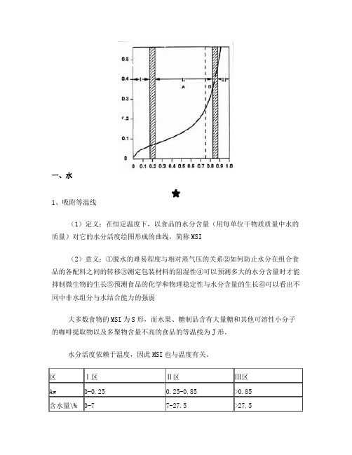 食品化学复习重点