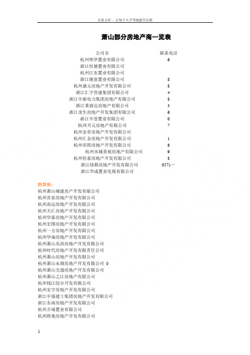 萧山房地产商一览表