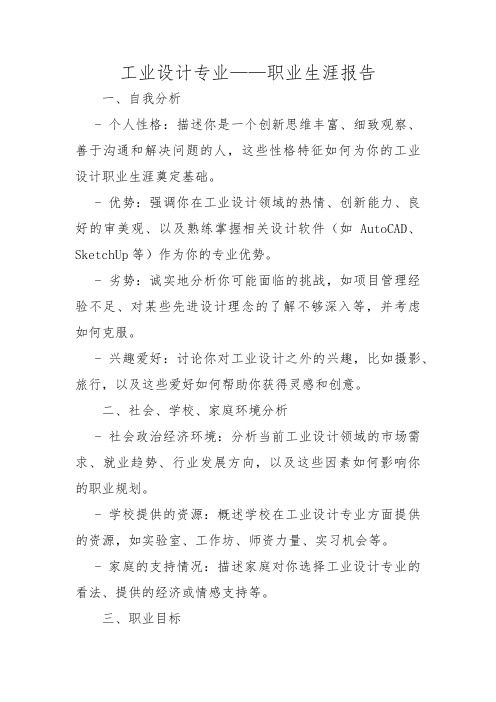 工业设计专业——职业生涯报告