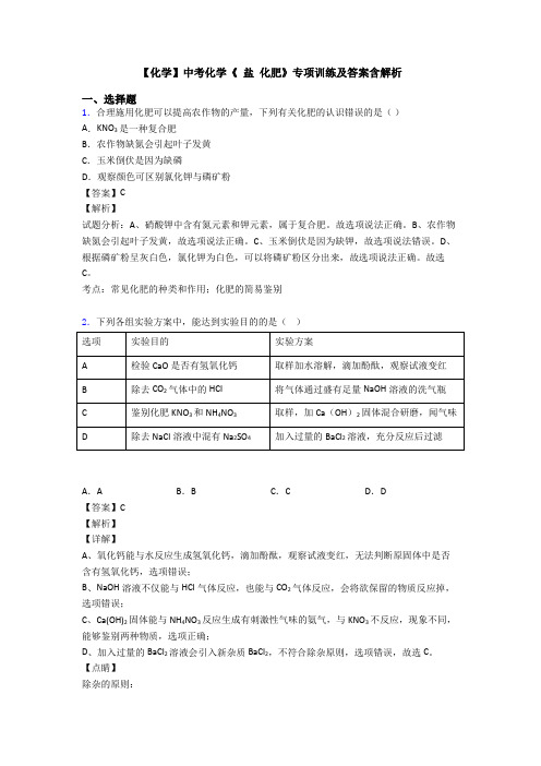 【化学】中考化学《 盐 化肥》专项训练及答案含解析