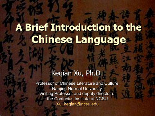 A Brief Introduction of Chinese Language