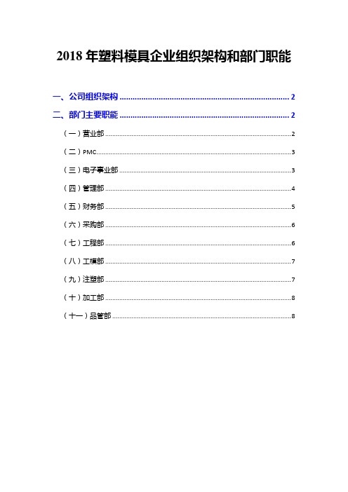 2018年塑料模具企业组织架构和部门职能