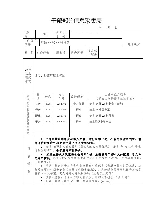 干部部分信息采集表【模板】