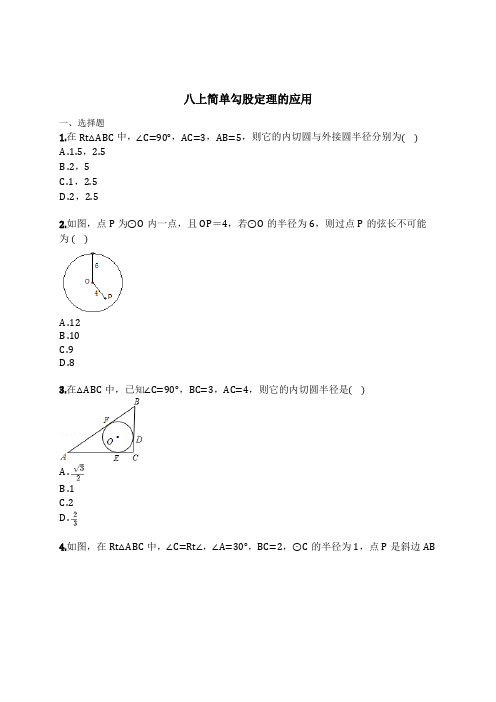 八上简单勾股定理的应用(含解析)